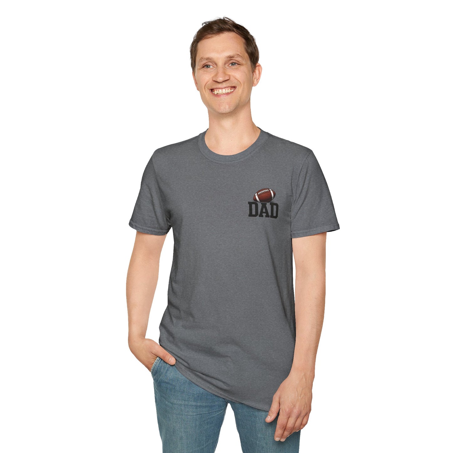 Football Dad T‑Shirt — 'DAD' with Football Chest Print