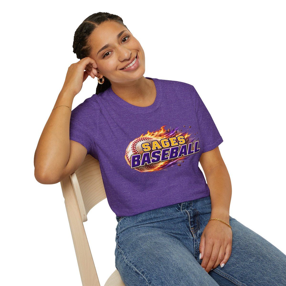 Sages Flaming Baseball T-Shirt — Flaming Baseball Team Tee