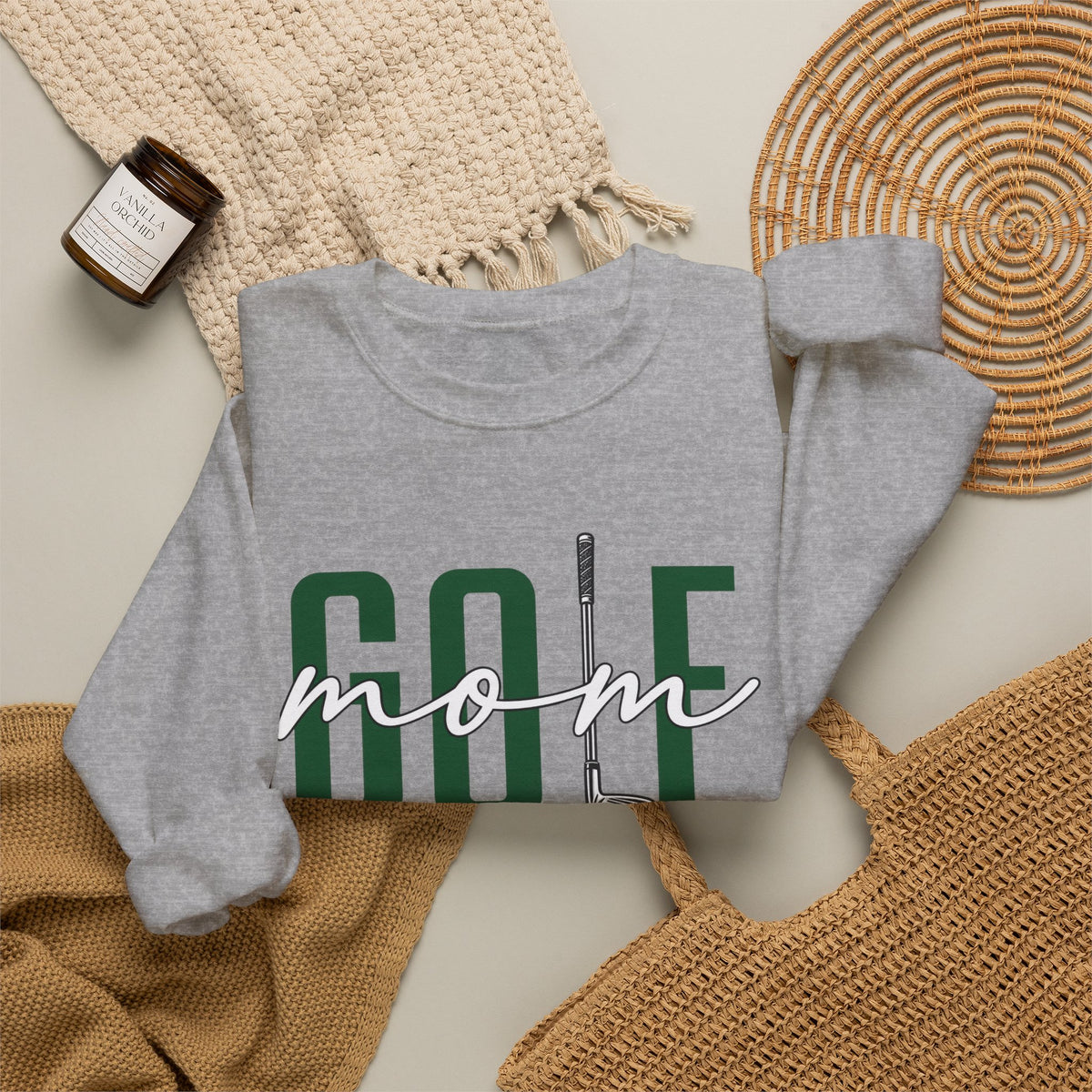 Golf Mom Crewneck Sweatshirt — 'MOM Graphic with Ball