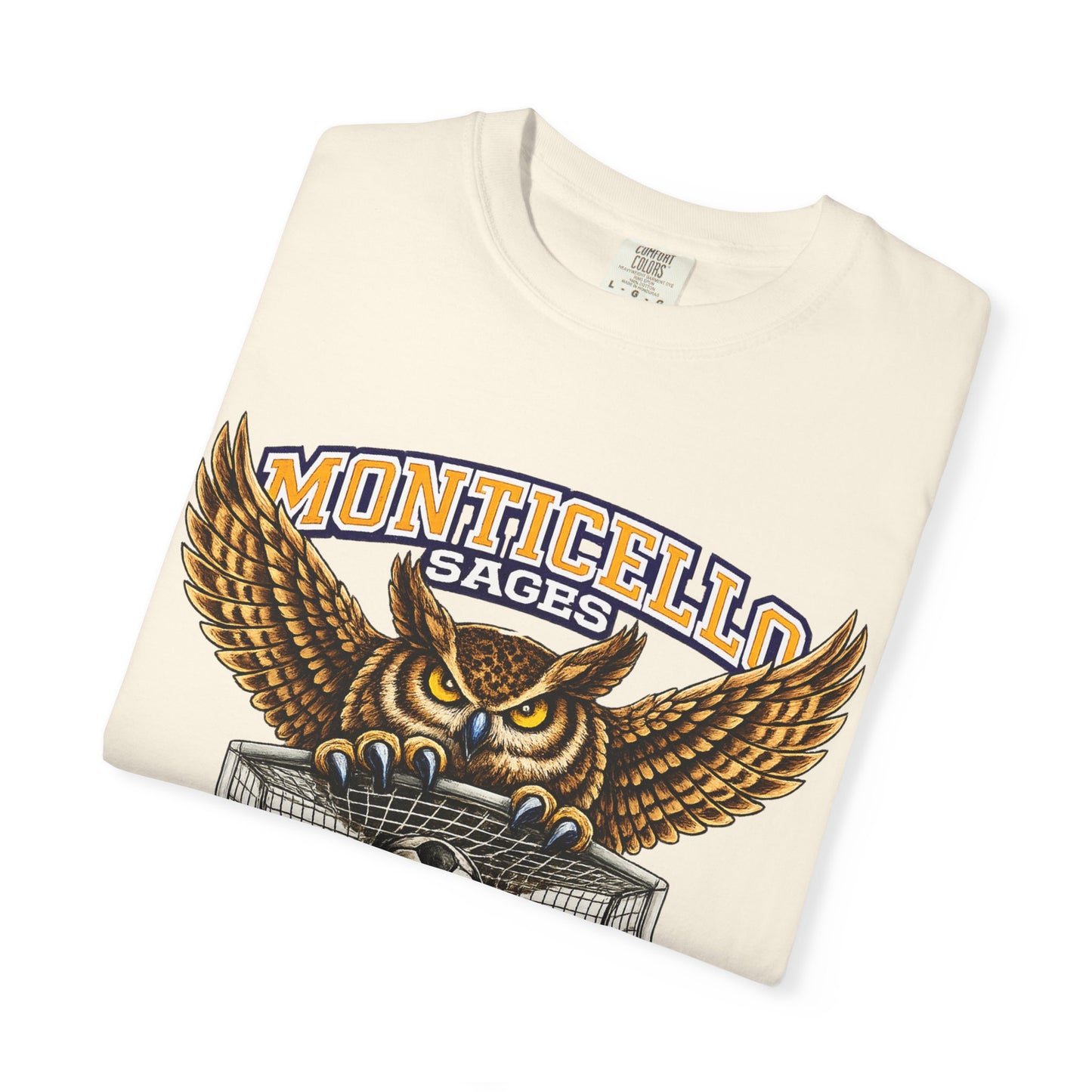 Monticello Sages Soccer T-Shirt — Vintage Owl & Wings Team Tee