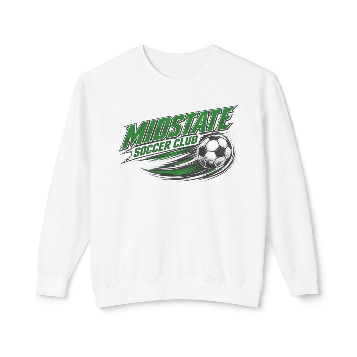 MidState Soccer Club Crewneck Sweatshirt — Vintage Green Soccer Ball Design