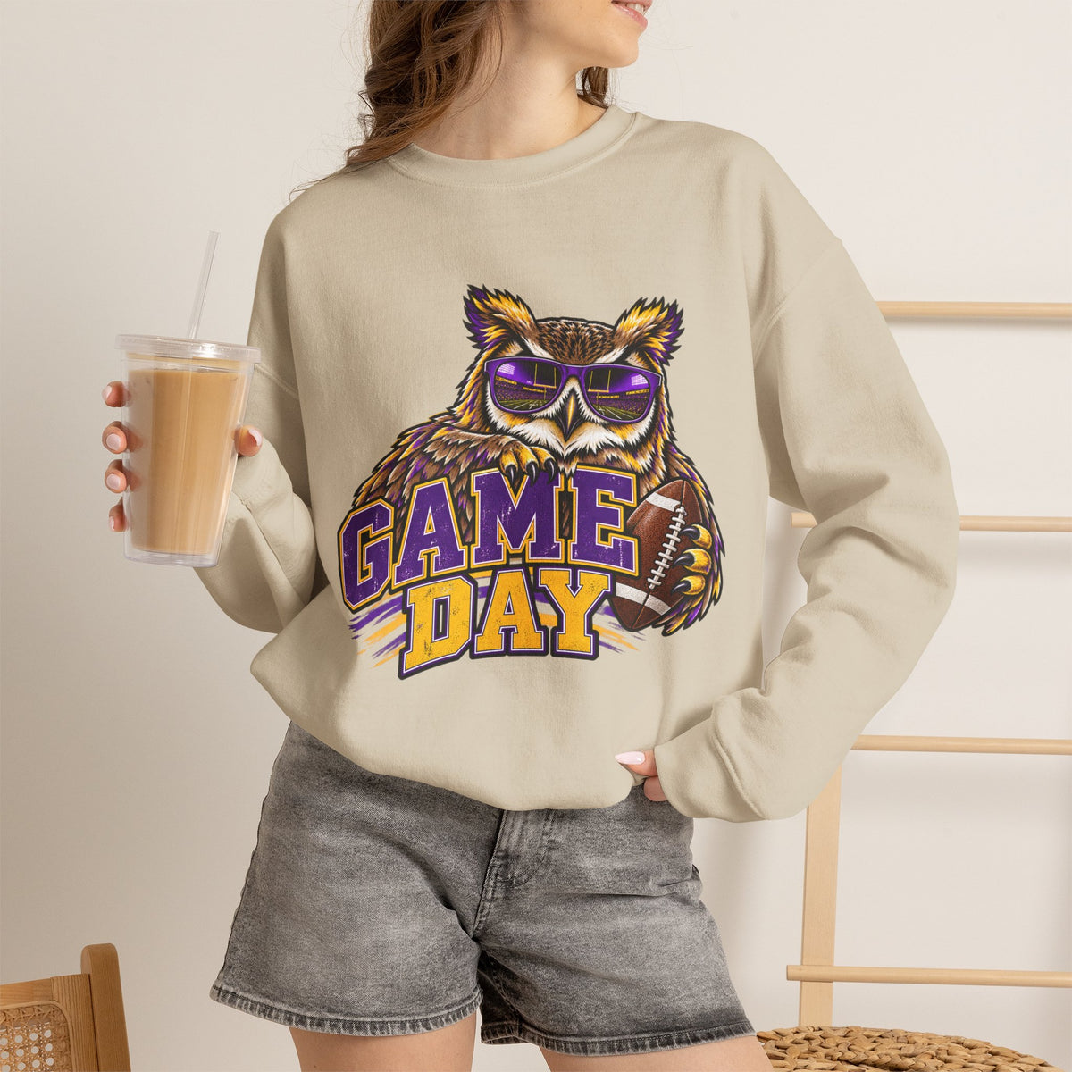 Game Day Owl Crewneck Sweatshirt — Collegiate Sports Pullover