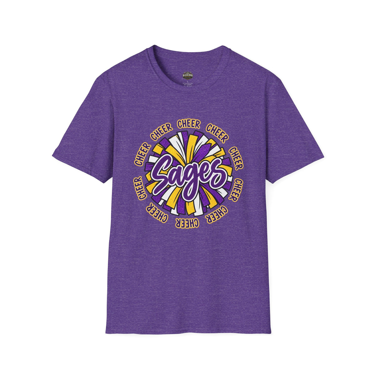 Sages Cheer T-Shirt — Purple & Gold Pom Design