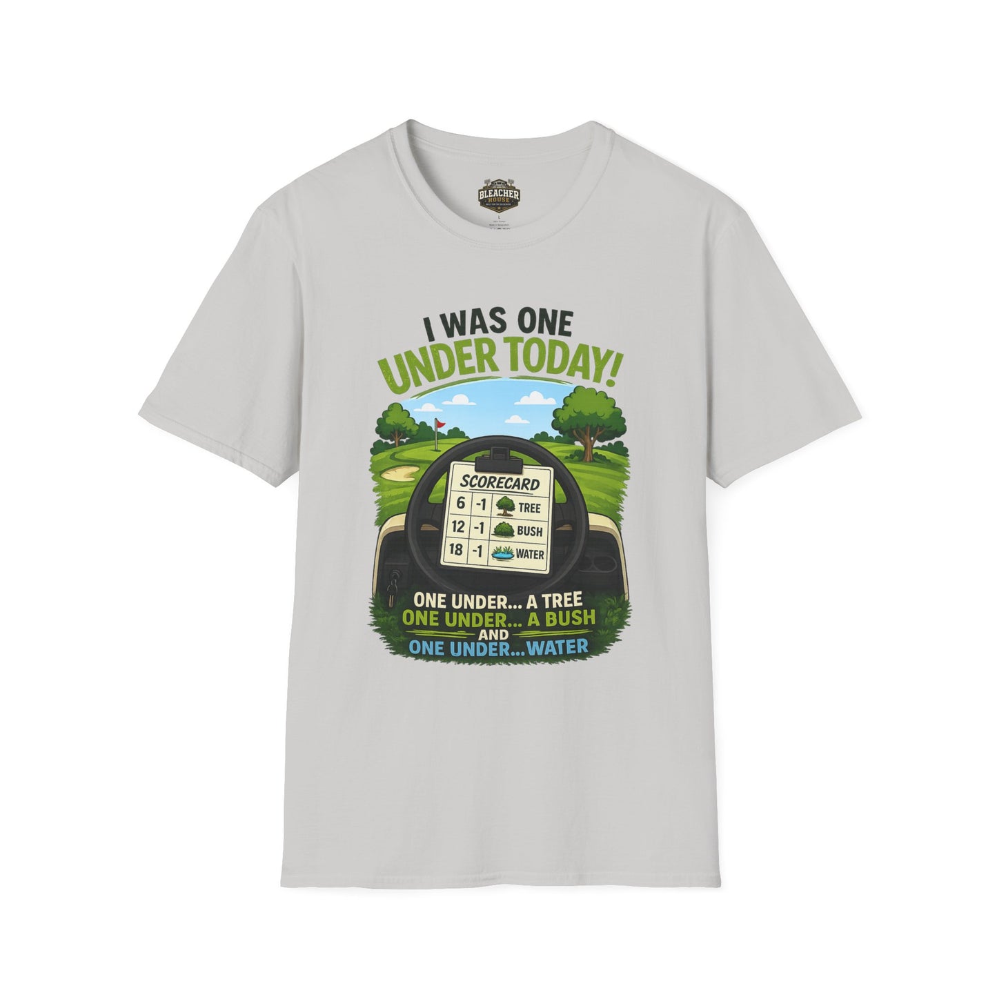 Golf T-Shirt — "I Was One Under Today!" ANIMATED VERSION - Scorecard Golf Humor Shirt