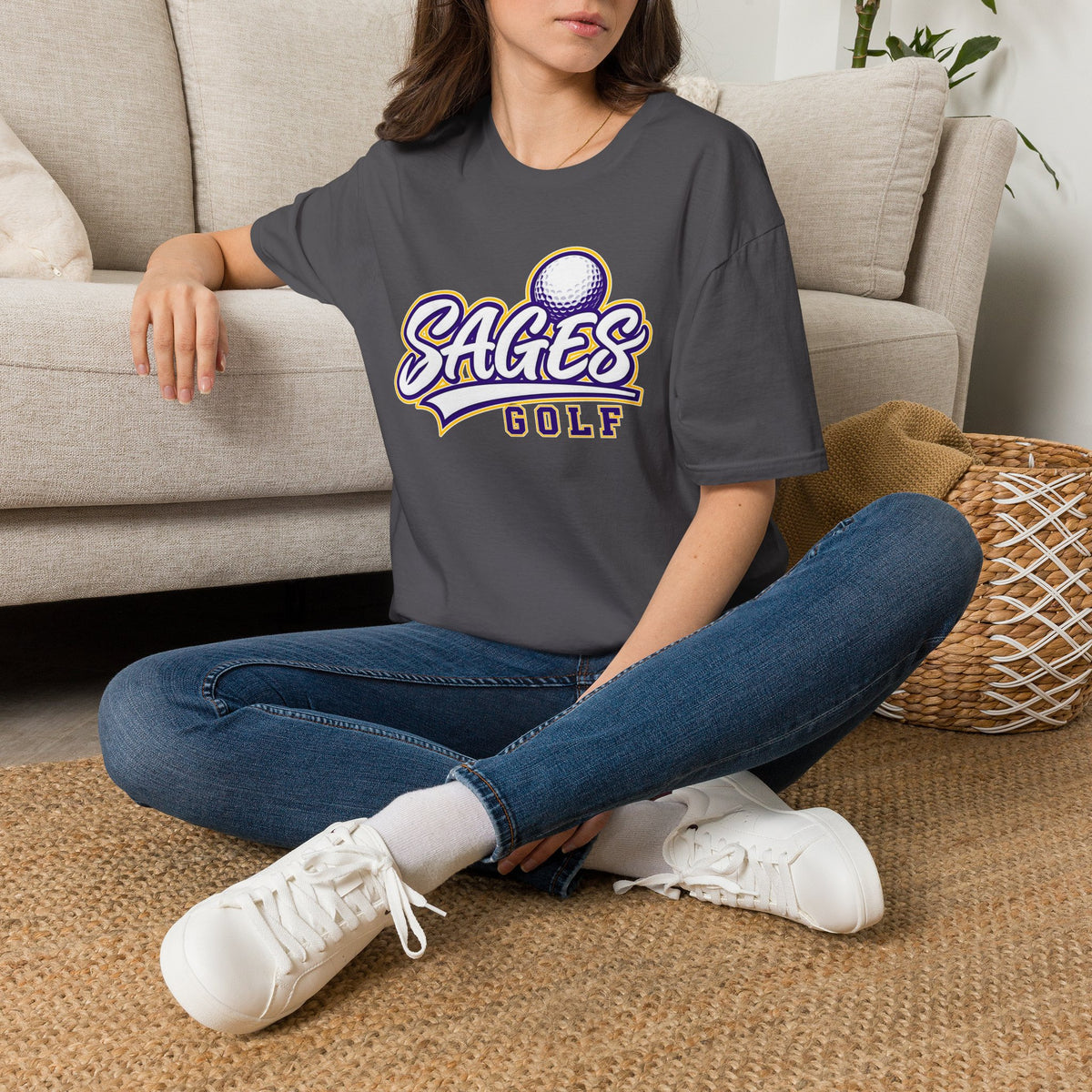 Sages Golf Team T‑Shirt — Vintage Script Golf Ball Logo