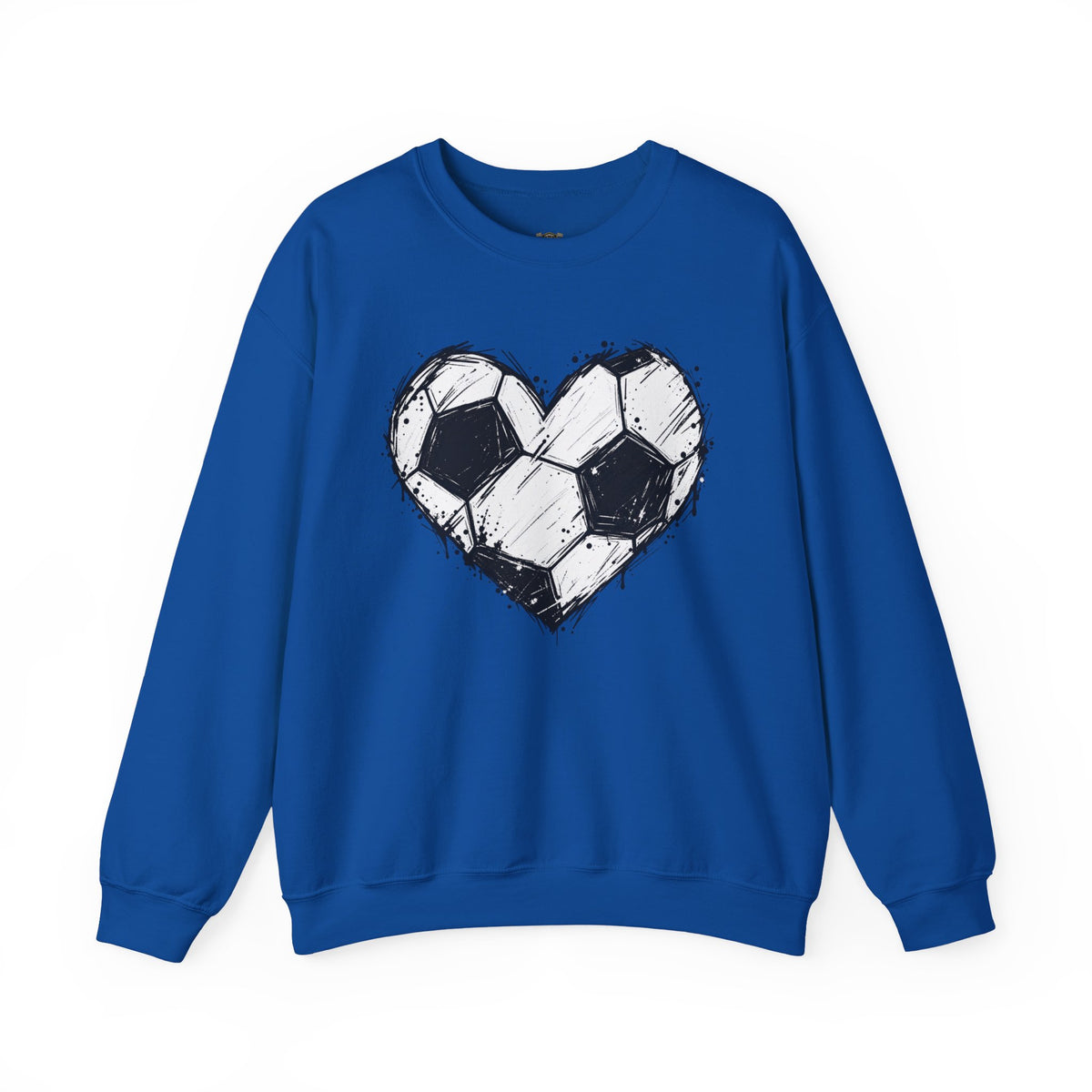 Soccer Heart Crewneck Sweatshirt — Grunge Soccer Ball Graphic