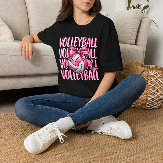 Volleyball Pink Ribbon Tee — Cute Volleyball Graphic Shirt for Players & Fans