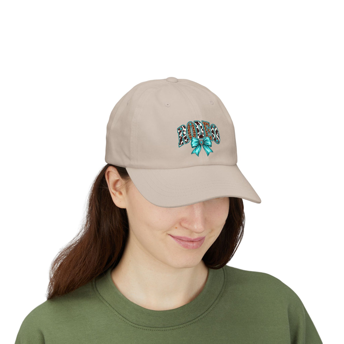 Rodeo Cap with Turquoise Bow & Leopard Print "Loved" Embroidery