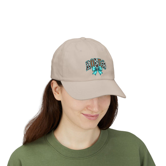 Rodeo Cap with Turquoise Bow & Leopard Print "Loved" Embroidery