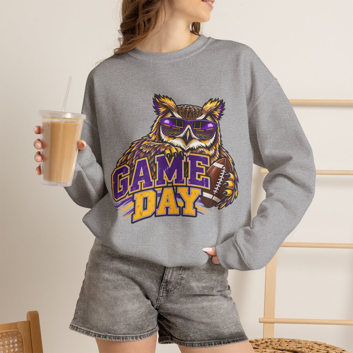 Game Day Owl Crewneck Sweatshirt — Collegiate Sports Pullover