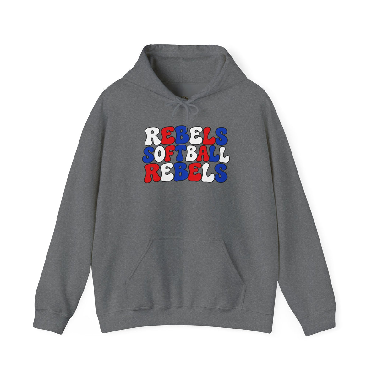 Rebels Softball Hoodie — Retro Red & Blue Team Graphic
