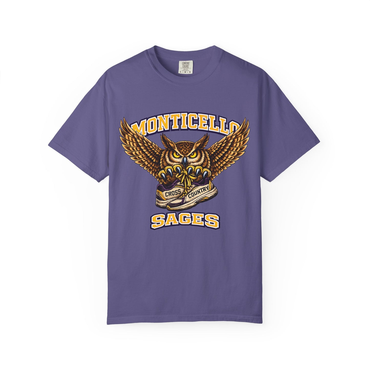 Monticello Sages Cross Country T-Shirt - Vintage Owl & Wings Team Tee