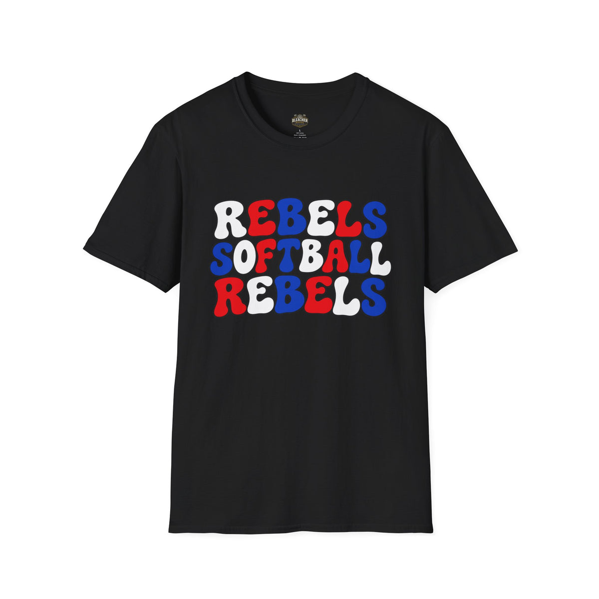 Rebels Softball Graphic T-Shirt — Retro Red & Blue Team Tee