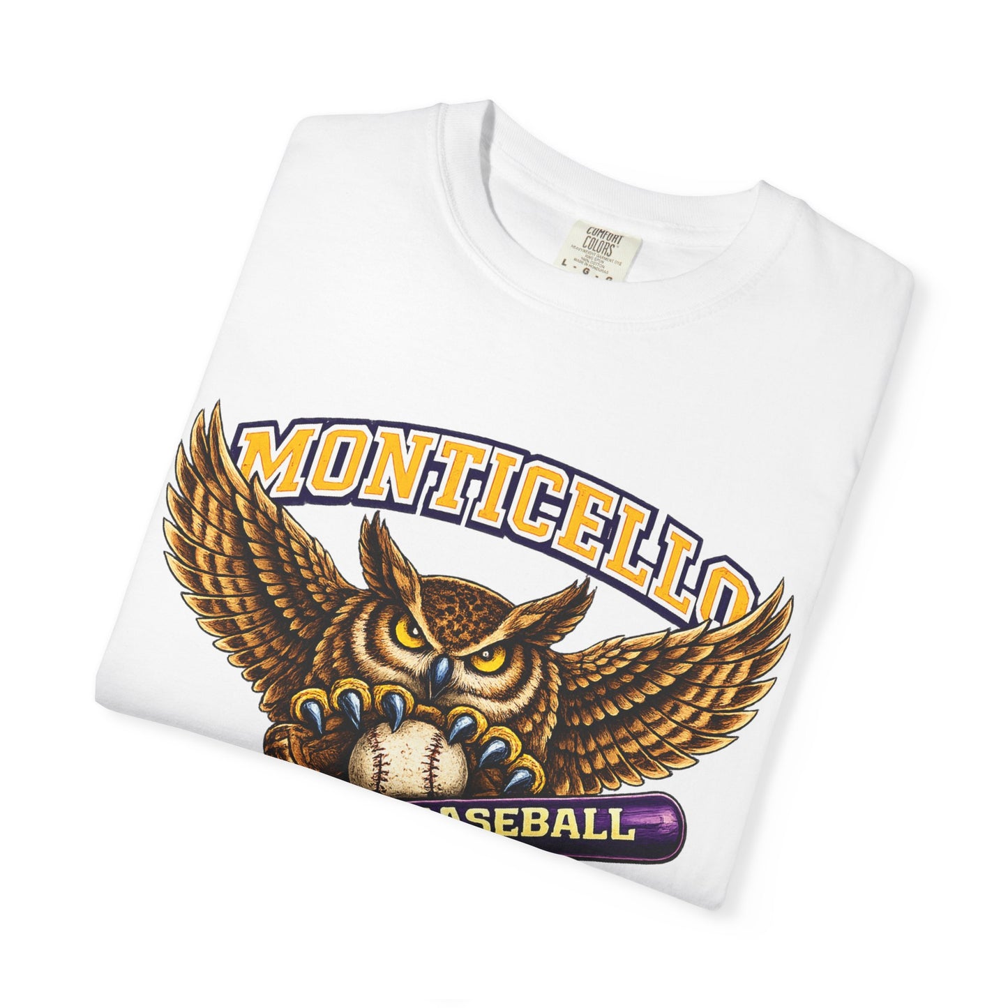 Monticello Sages Baseball T-Shirt — Vintage Owl & Wings Team Tee