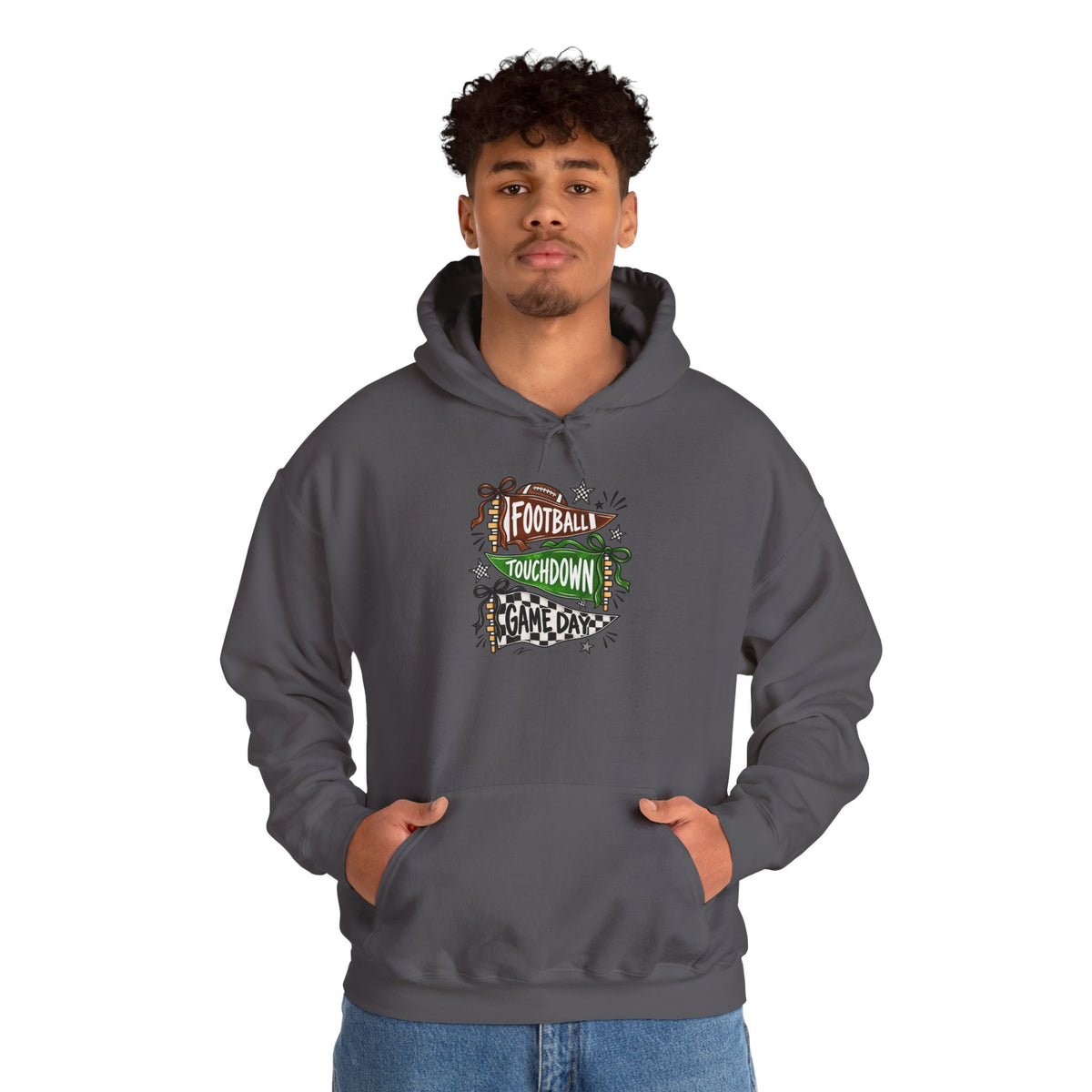 Football Touchdown Game Day Hoodie - Retro Grunge Sports Sweatshirt