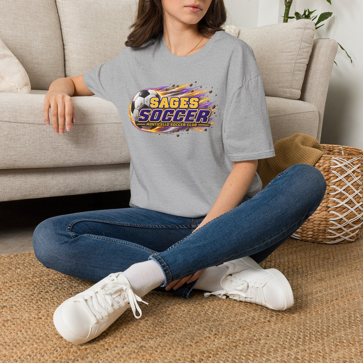 Monticello Soccer Club T Shirt - Flaming Soccer Ball