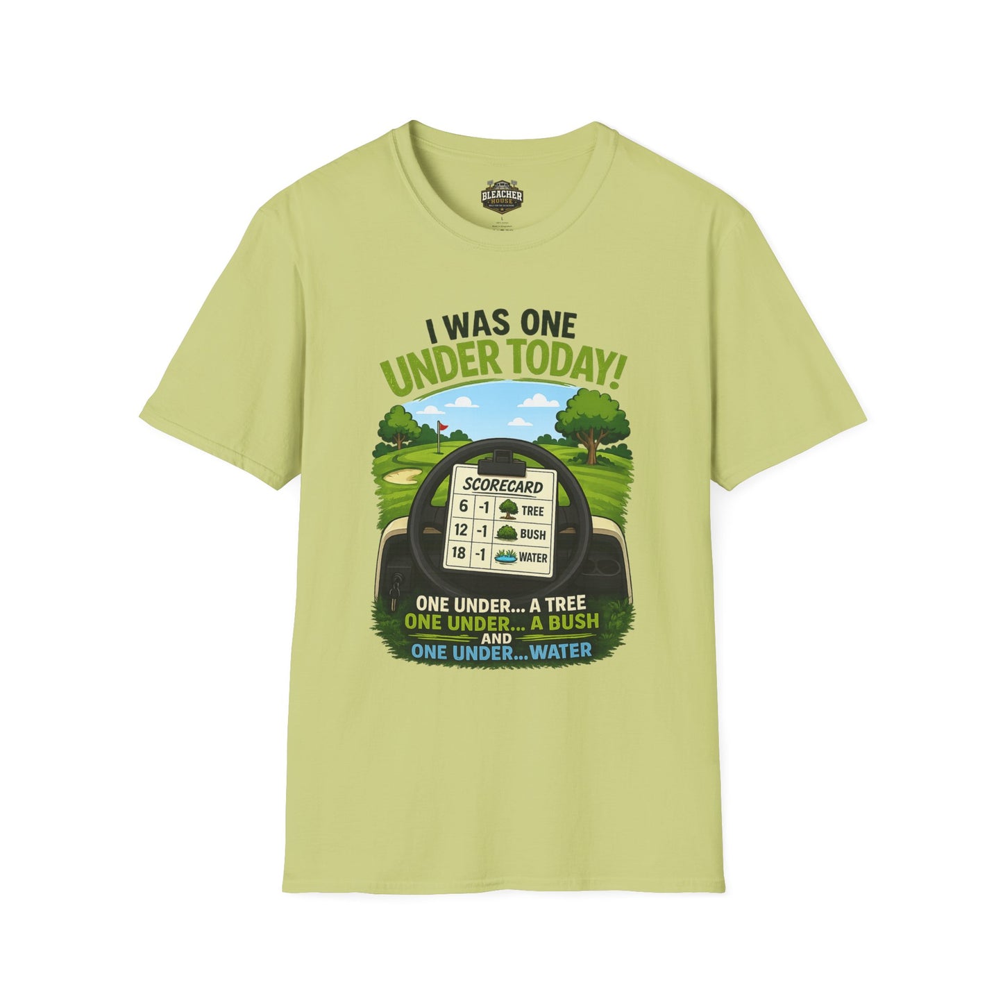 Golf T-Shirt — "I Was One Under Today!" ANIMATED VERSION - Scorecard Golf Humor Shirt