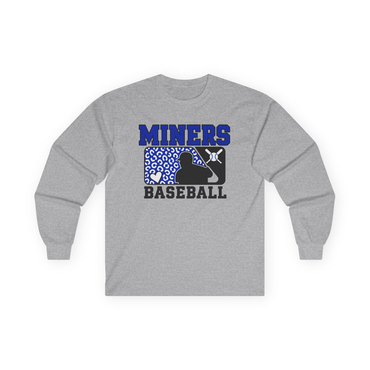 Miners Baseball Long Sleeve Tee — Leopard Print Batter Design
