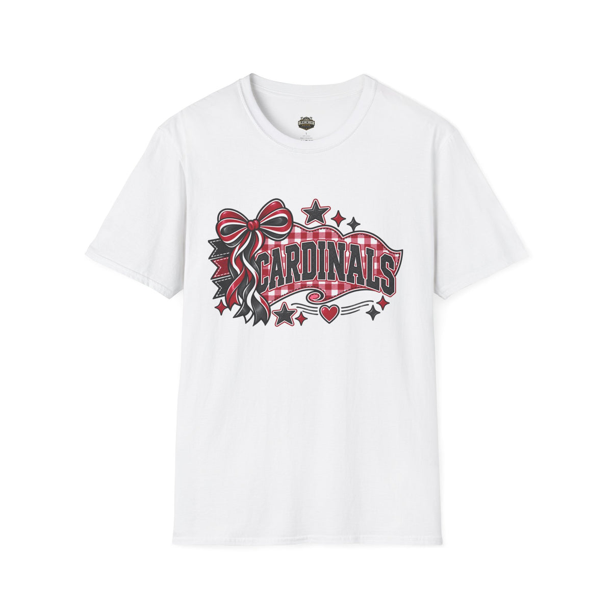 Cardinals Retro Bow T-Shirt — Cheerful Fan Tee with Stars & Heart