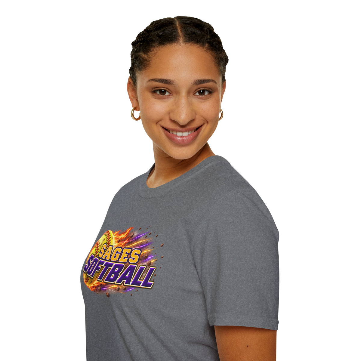 Sages Flaming Softball Graphic T‑Shirt