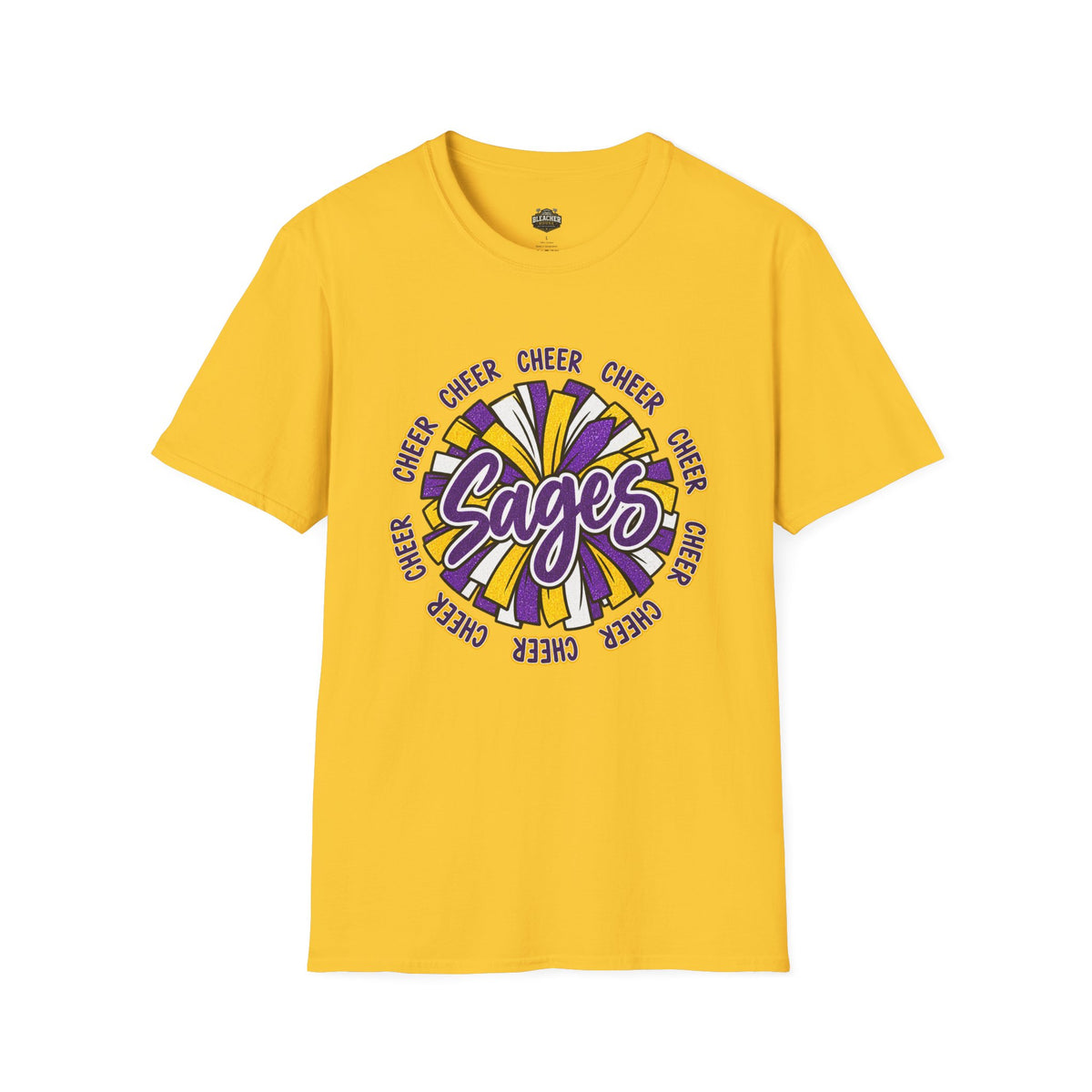 Sages Cheer T-Shirt — Purple & Gold Pom Design