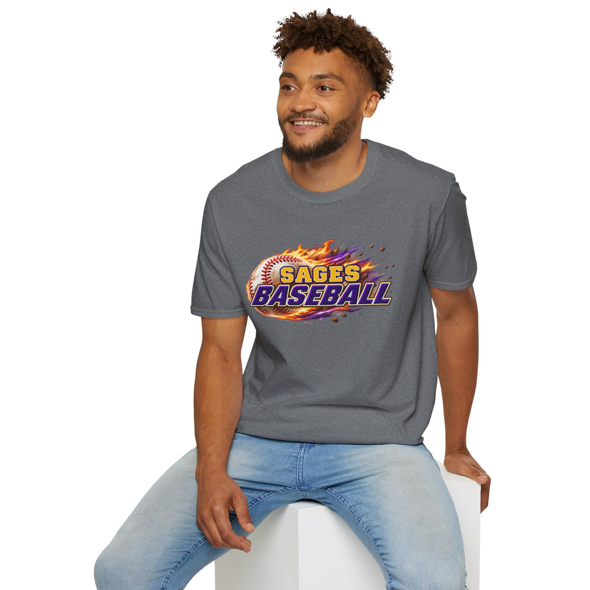Sages Flaming Baseball T-Shirt — Flaming Baseball Team Tee