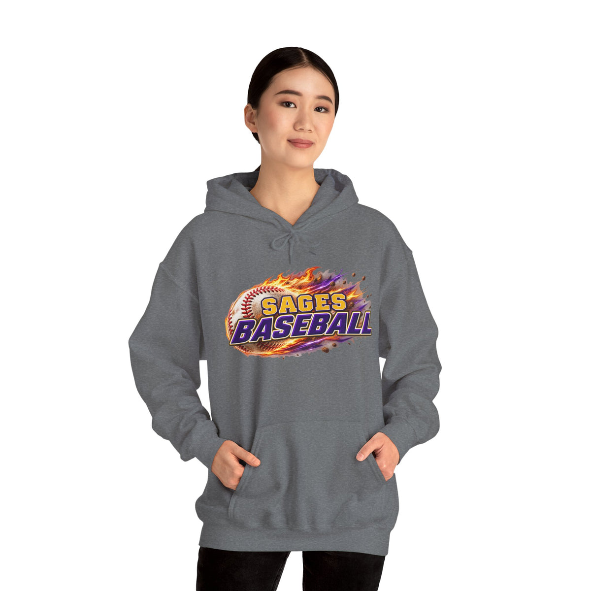 Sages Flaming Baseball Hoodie - Team Sweatshirt