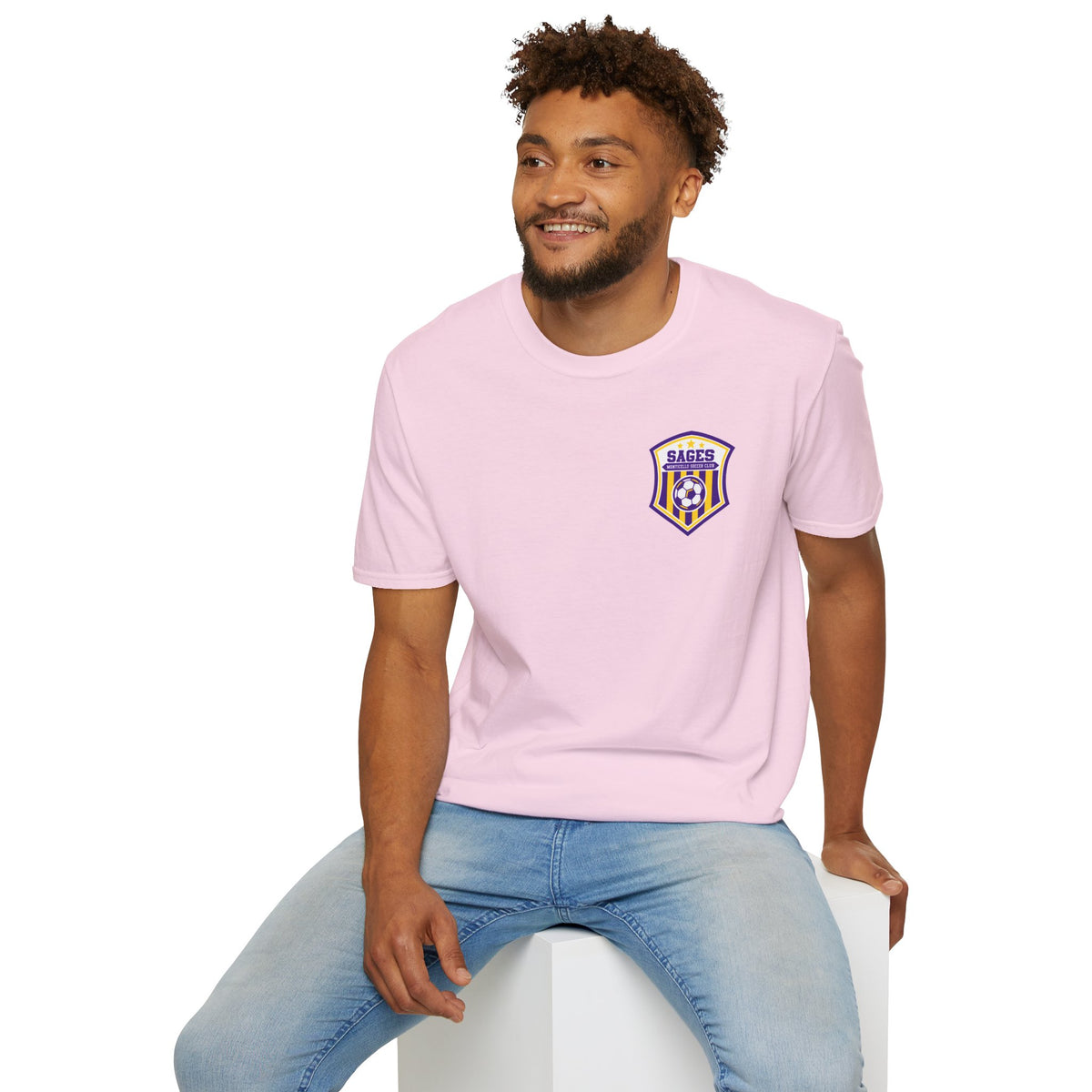 Monticello Soccer Club Graphic Goal T Shirt - Crest on Front, Graphic Soccer Goal On Back