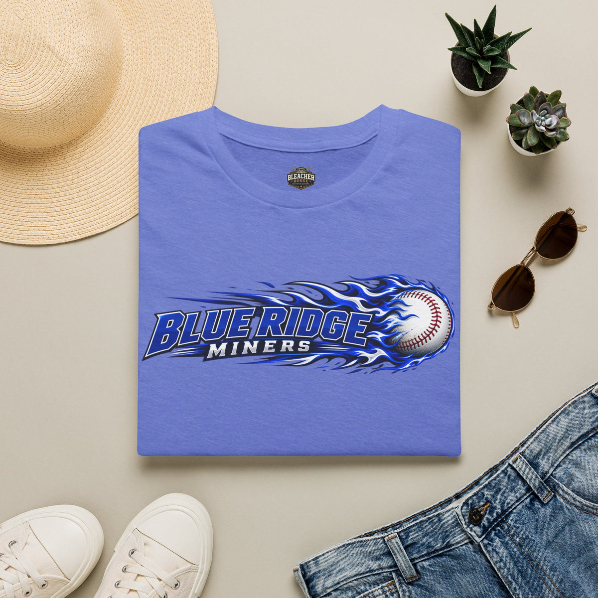 Blue Ridge Miners Flaming Baseball T-Shirt – Flaming Ball Softstyle Tee