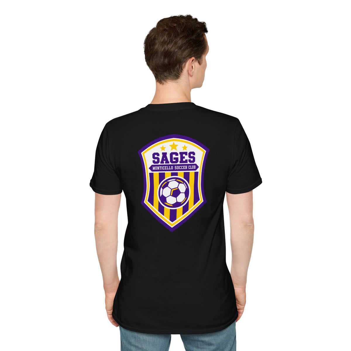 Monticello Soccer Club T-Shirt — Minimal Chest Logo With Crest On Back