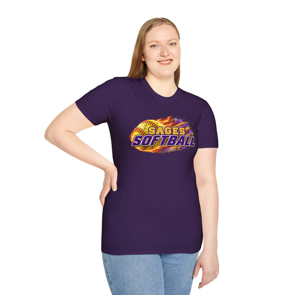 Sages Flaming Softball Graphic T‑Shirt