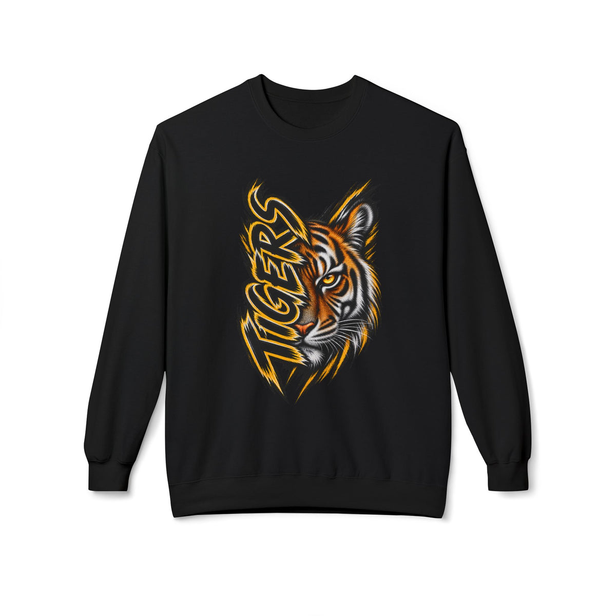 Tiger Head Crewneck Sweatshirt – Graphic ‘Tigers’ Mascot Pullover