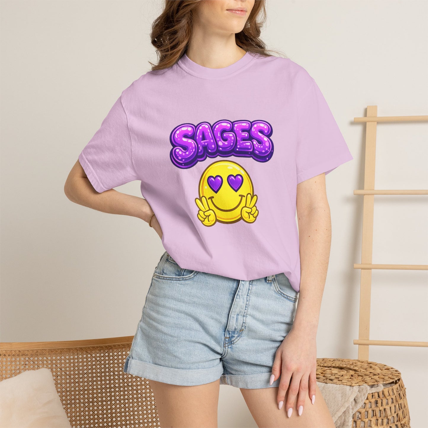 SAGES Smiley Heart-Eyes T-Shirt — Cute Emoji Graphic Tee