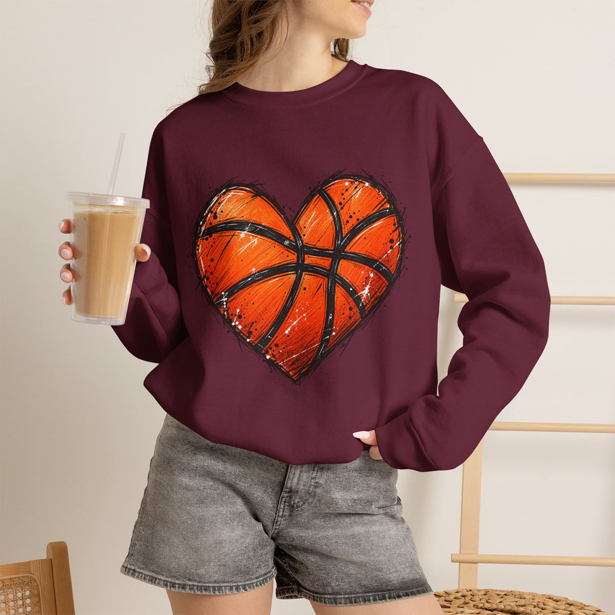 Basketball Heart Crewneck Sweatshirt