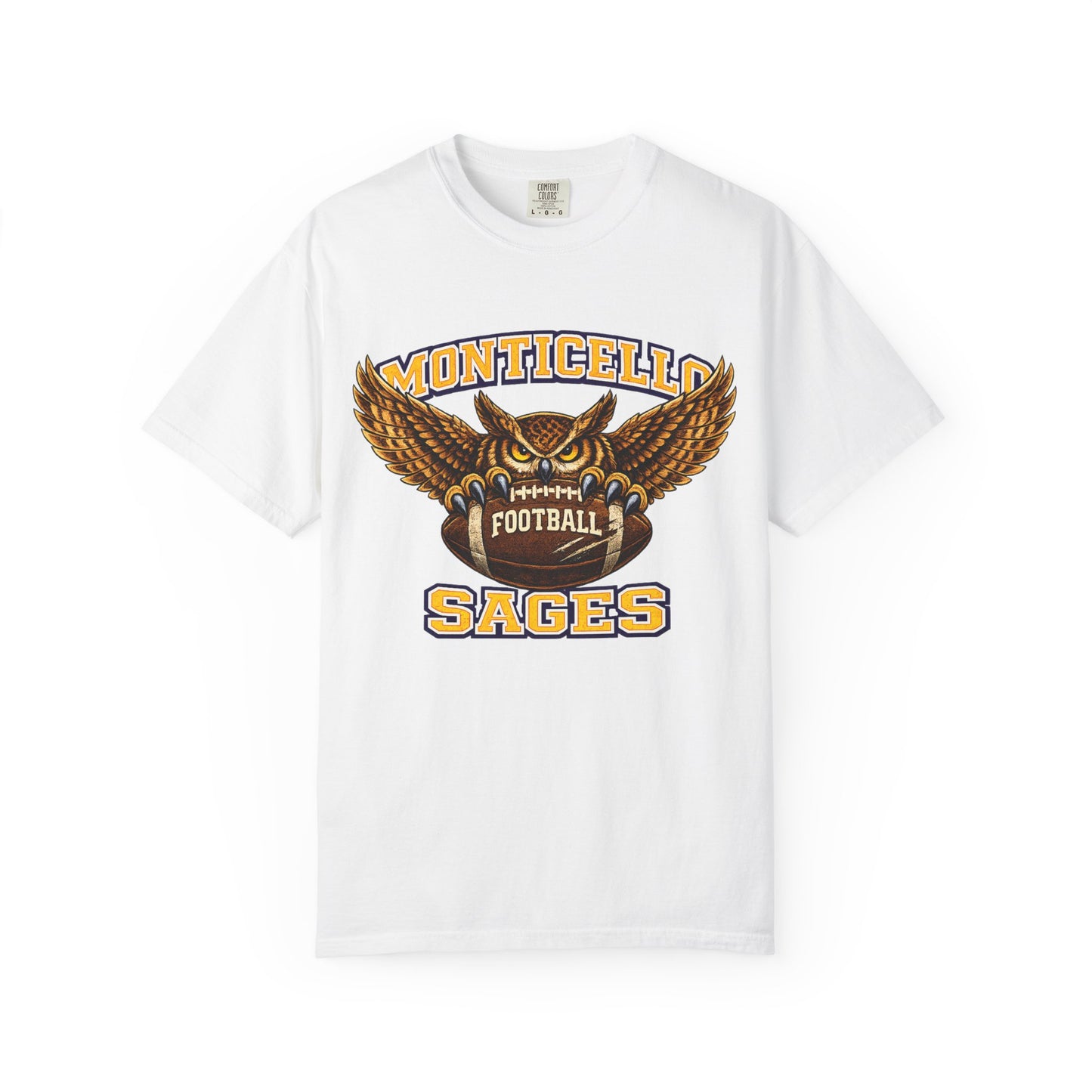 Monticello Sages Football T-Shirt — Vintage Owl & Wings Team Tee