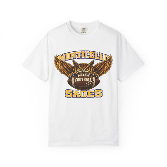 Monticello Sages Football T-Shirt — Vintage Owl & Wings Team Tee