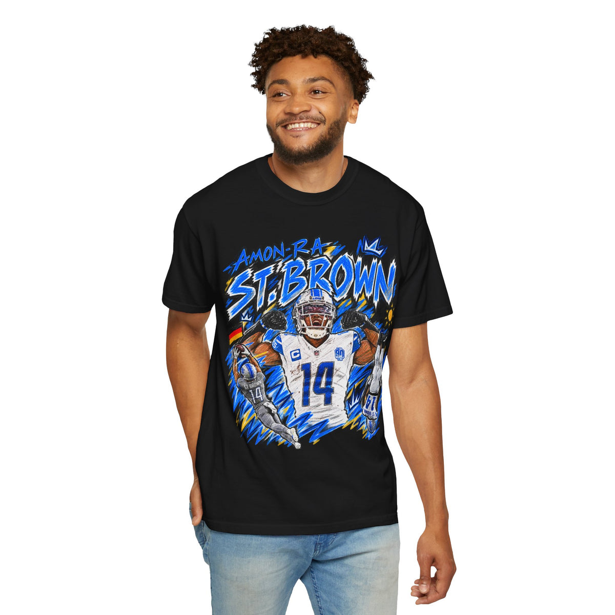 Amon Ra St. Brown Graphic T-Shirt - Sunday Standouts Sketch Series