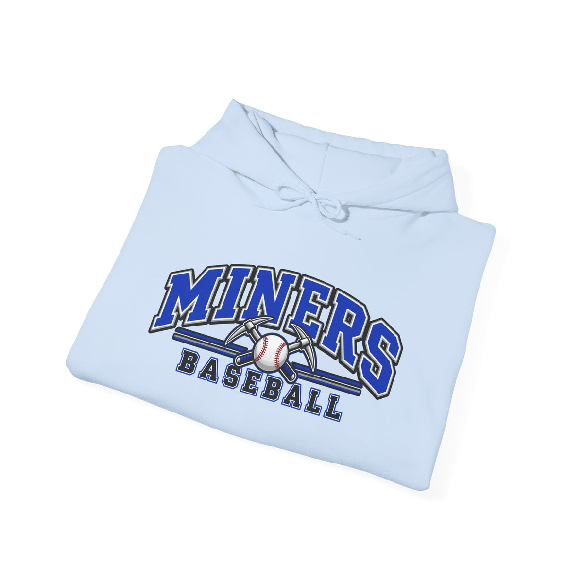 Miners Baseball Hoodie — Pickaxe Cross Logo Graphic