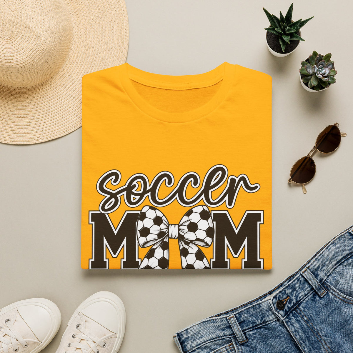 Soccer Mom T-Shirt — Leopard Bow Soccer Ball Design
