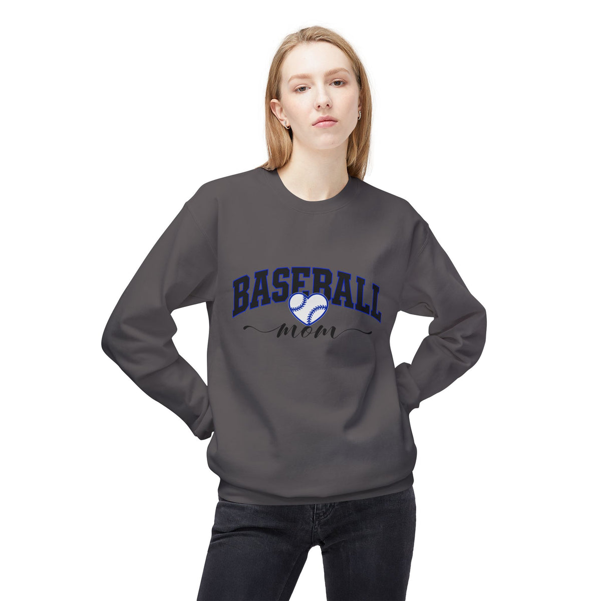 Baseball Mom Crewneck Sweatshirt – Athletic Script Heart Design