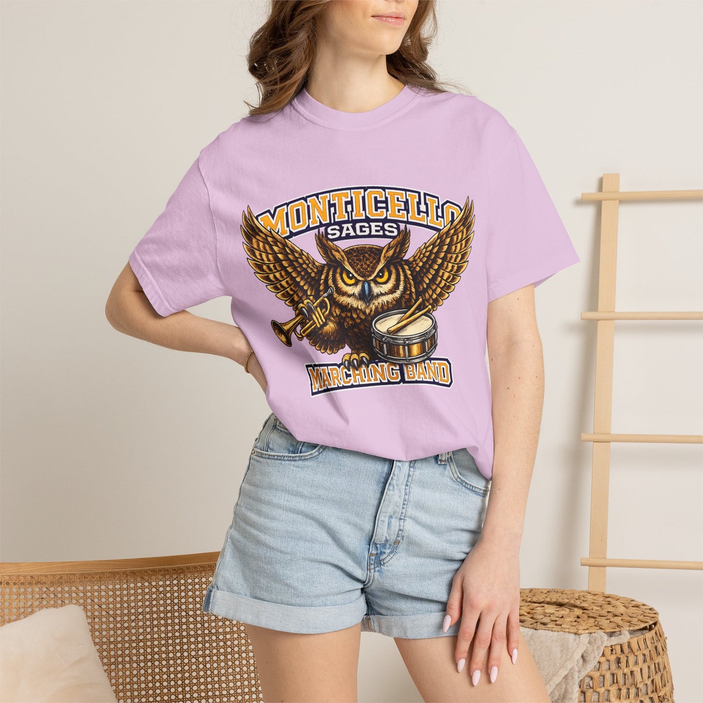 Monticello Sages Marching Band - Vintage Owl & Wings T-Shirt