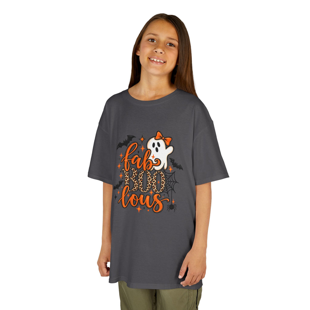 Kids Halloween Tee — "FabuBOO-lous" Ghost & Bats Halloween Shirt