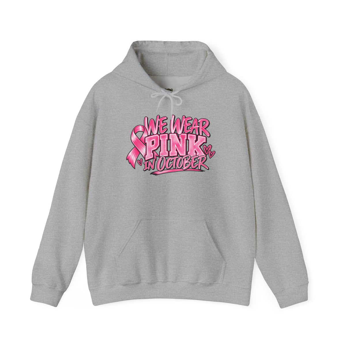 Breast Cancer Awareness Hoodie — "We Wear Pink in October" Pullover