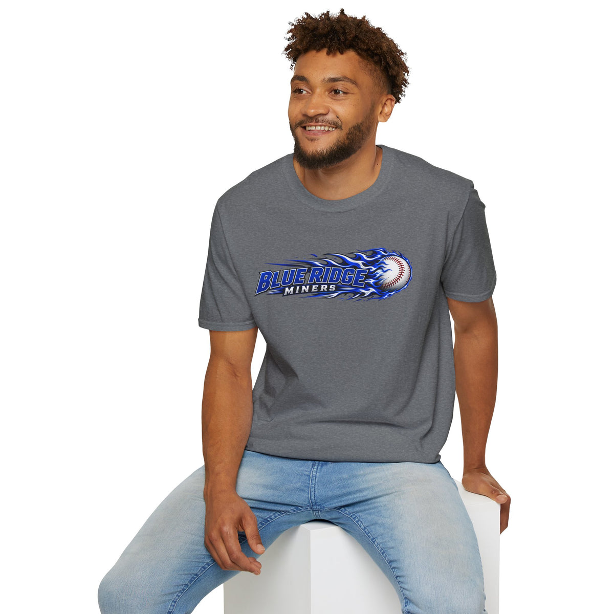 Blue Ridge Miners Flaming Baseball T-Shirt – Flaming Ball Softstyle Tee