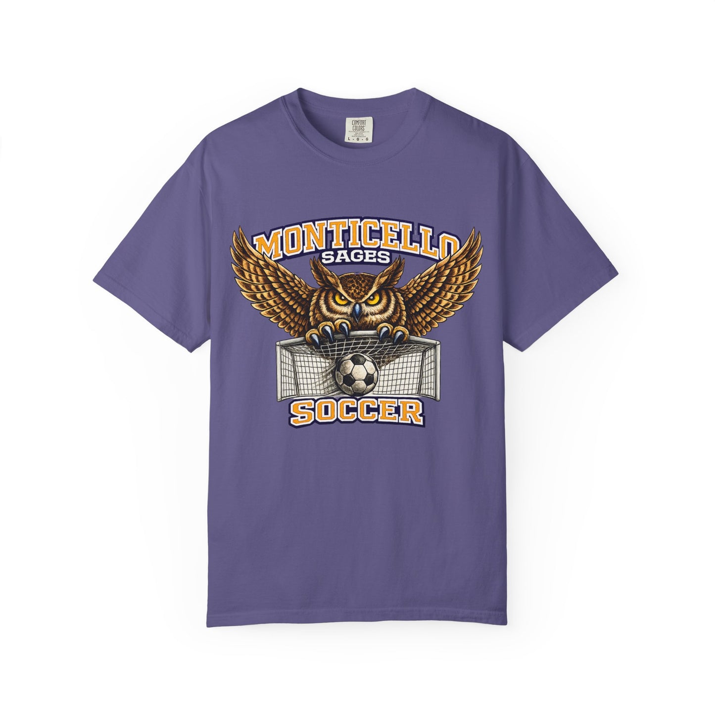 Monticello Sages Soccer T-Shirt — Vintage Owl & Wings Team Tee