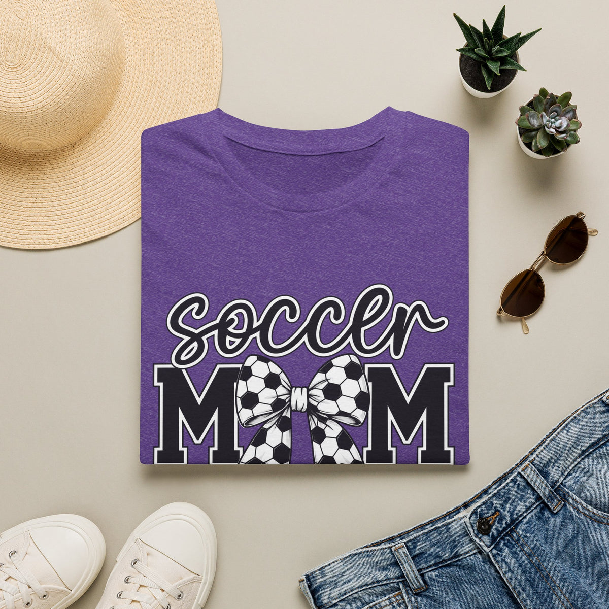 Soccer Mom T-Shirt — Leopard Bow Soccer Ball Design