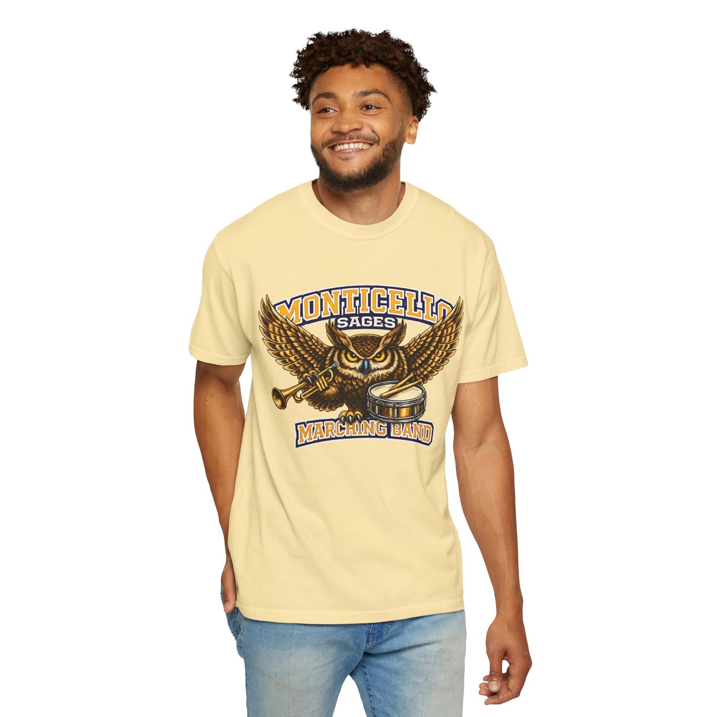 Monticello Sages Marching Band - Vintage Owl & Wings T-Shirt