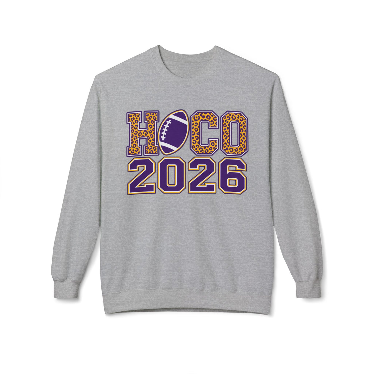 HOCO 2026 Leopard Football Crewneck Sweatshirt