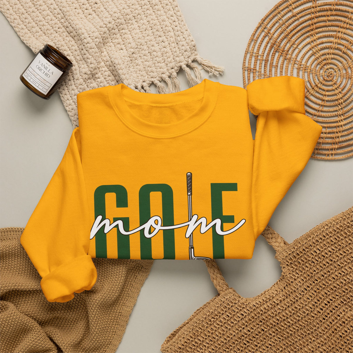 Golf Mom Crewneck Sweatshirt — 'MOM Graphic with Ball