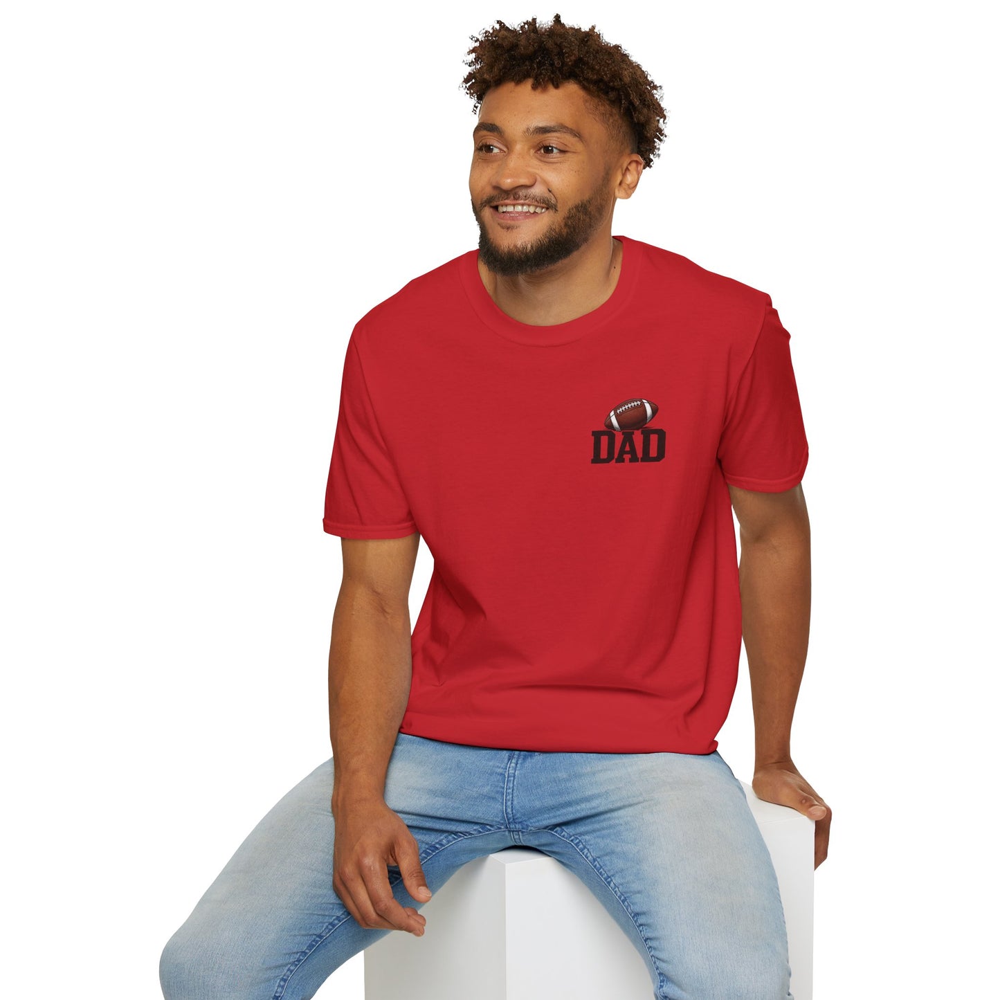 Football Dad T‑Shirt — 'DAD' with Football Chest Print